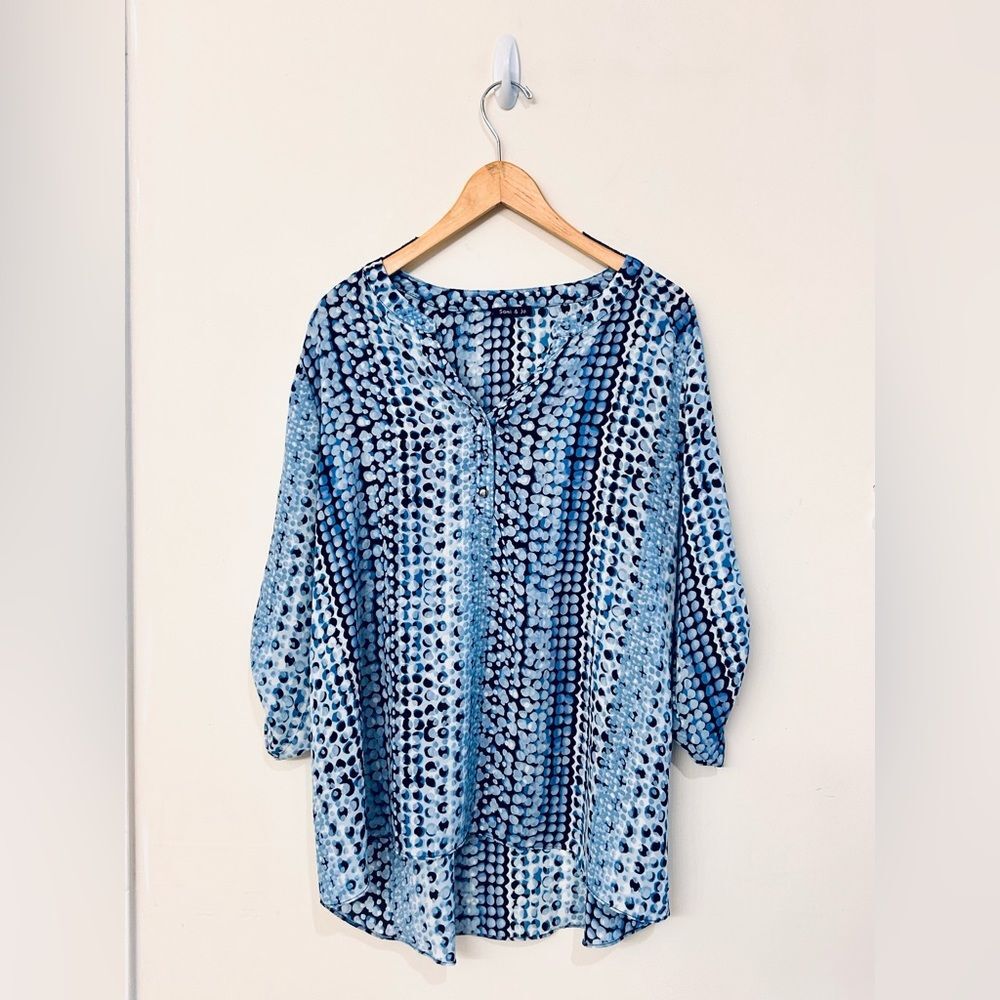 Sami & Jo Blue Lightweight Boho Blouse size 1X
